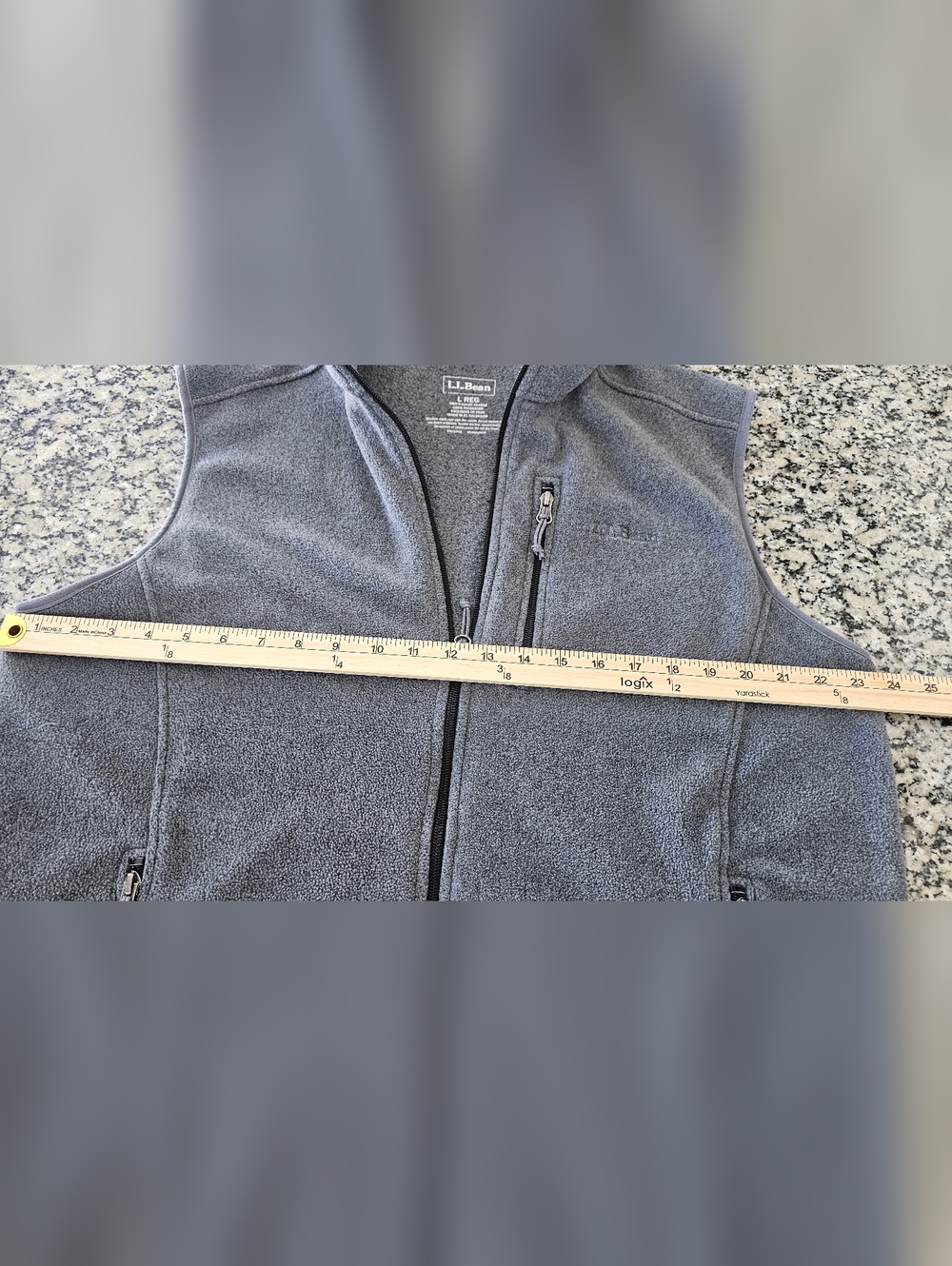 L.L.Bean Fleece Vest Men’s Large Gray Full Zip Outdoor Hiking Core Warm Layer - Picture 6 of 7